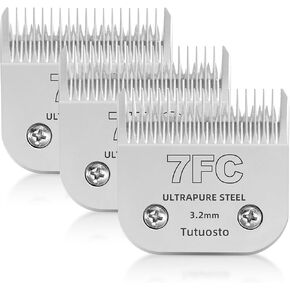 7FC Clipper Blades Pet Grooming Clipper Replacement Blades Detachable Blade Compatible with andis/wahl/Oster Dog Clippers, 3 Pack