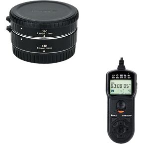JJC Z Mount Auto Focus Macro Extension Tube Set & Wired Intervalometer Timer Remote for Nikon Z5 Z6 Z7 Z6II Z7II Z6III Z6 II Z7 II Z6 III Cameras
