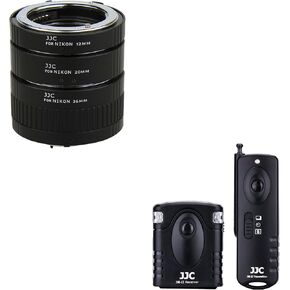 JJC F Mount Auto Focus Macro Extension Tube Set & Wireless Remote Control Shutter Release for Nikon D750 D780 D7500 D7200 D7100 D7000 D5600 D5500 D5300 D5200 D5100 D5000 D3300 D3200 & More Cameras
