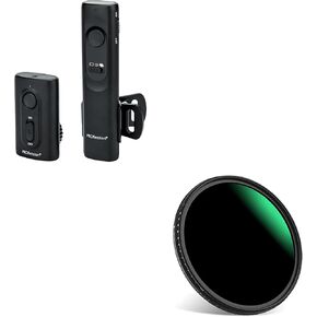 PROfezzion Wireless Camera Remote Shutter Release for Nikon Z6 Z7 Z7II Z6 III Z5 D750 D780 D7500 D7200 D5600 D5500 D5300 D3300 D3200 D610 + 67mm Variable ND Filter, ND2-ND400 (9 Stop) Fader Multi-Coat