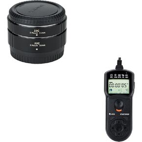 JJC X Mount Auto Focus Macro Extension Tube Set & Wired Intervalometer Timer Remote for Fuji Fujifilm X-T5 X-T4 X-T3 X-T30 II X-T30 X-T20 X-T2 X-T10 XT5 XT4 XT3 XT30II XT30 XT20 & More Cameras