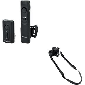 PROfezzion Wireless Camera Remote Shutter Release for Canon EOS R5 R3 R1 5D Mark IV III II 6D Mark II 7D Mark II 5Ds R 1Dx Mark III II + Deluxe Mirrorless Camera Neck Shoulder Strap w/Quick Release Bu