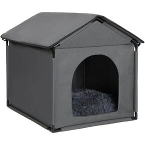 Small Dog House Soft Indoor 24"x22"x24" for Small Dogs, Large Cat House for Winter, Small Dog Kennel Inside with Soft Cushion, Stable Pet House, Gray