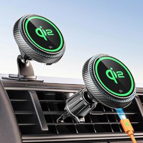 Apps2Car لـ qi2 15W Magsafe Car Mount Charger ، شاحن سيارة Magsafe المعتمد من QI2 ، سيارة تهوية/لوحة معلومات عن لوحة الهاتف المغناطيسية لـ iPhone 16e 16 Pro Max Plus 15 14 13 ، Black