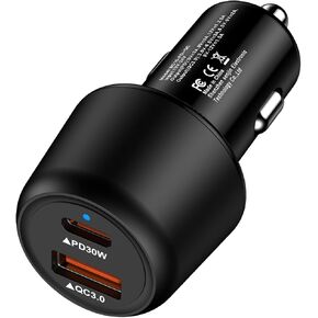 USB C Car Charger, 48W PD+QC Fast Charging Car Adapter Rapid Android Car Charger for iPhone 16/16 Pro Max/16 Plus/15/15 Pro/15 Plus,Samsung Galaxy S24 S23 S22 S21 S20 Note 20 A16 A25 A35 A54 A14 A53