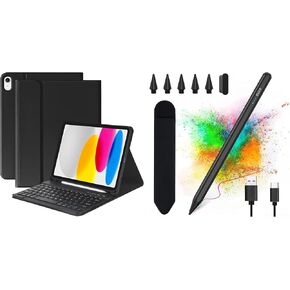 قلم Besky Stylus Pen لـ iPad & I Pad 10th Generation مع لوحة المفاتيح (10.9 "، 2022) (متوافق فقط مع الجيل العاشر 2022)-حالة اللوح مع حامل القلم الرصاص