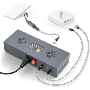 Starlink Mini PoE Splitter Adapter Kit，180W GigE Passive & ESD Protection, Stalink Mini DC Power Kit with USB C Power Outputs and DC Step-Up Converter, AC 110-260V to DC 48V/3A for Star link Mini Dish