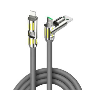 Fast Charging MAX 240W USB A+ Type C Multi Functional Aluminum Alloy 240W Comptable with iPhone 16/15 14 13 iPad Samsung Galaxy MacBook iPad Tablets and More 4-in-1 USB Charging Cable