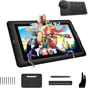 XPPen Mini Keydial ACK05 Wireless Shortcut Keyboard Bluetooth Programmable Express Remote Control with Dial & 15.6" Drawing Tablet with Screen XPPen Artist 15.6 Pro Tilt Support Graphics Tablet