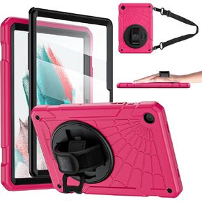 علبة Samsung Galaxy Tab A9+/A9 Plus 11 '' '2023 (SM-X210/x216/x218) ، حالة واجب صعبة مقاومة للصدمات مع واقي الشاشة+ 360 حزام يدوي دوار+ حامل+ الكتف لعلامة التبويب A9+ Tablet ، Black
