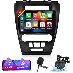 2+64G Wireless Carplay Android Car Stereo for Ford Fusion Mondeo Mustang 2009-2012 (Black) - 10.1 Inch Android Auto Touchscreen Radio with WiFi, GPS Navigation, Equalizer, SWC + AHD Backup Camera