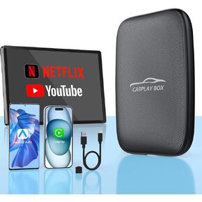 5 in 1 Wireless Carplay & Android Auto Wireless Adapter - 2025 Upgrade Magic CarPlay Ai Box Streaming Video Fits Netflix/YouTube/TF Card, CarPlay Wireless Adapter for Wired CarPlay/Android Auto Cars
