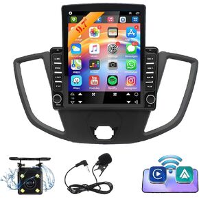 9.7" Android 13 Wireless CarPlay Android Auto Car Radio Receiver for Ford Transit Custom 2013-2019,2+32G Touch Screen Double Din Car Stereo with GPS Navigation WiFi Bluetooth AHD Backup Camera