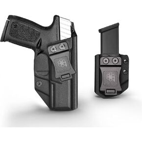 Amberide KYDEX S&W SD9 VE & SD40 VE Holsters (Black, Right Hand Draw) + Universal 9mm/.40 Double Stack Magazine Carrier (Black)