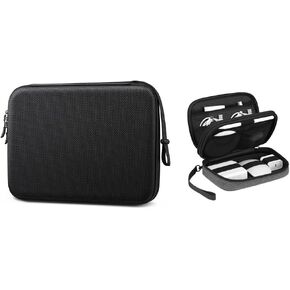 FINPAC 11-inch Hard Laptop Sleeve Case Black + Travel Electronic Bag