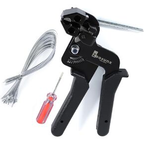 Metal Zip Ties & Cable Tie Gun Set, 100PCS 24 Inch 304 Stainless Steel Heavy Duty Self-locking Zip Ties & Stainless Steel Tie Gun for Exhaust Wrap, Fences, Pipes, Chain Links