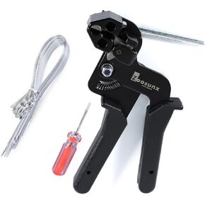 Metal Zip Ties & Cable Tie Gun Set, 100PCS 20 Inch 304 Stainless Steel Heavy Duty Self-locking Zip Ties & Stainless Steel Tie Gun for Exhaust Wrap, Fences, Pipes, Chain Links