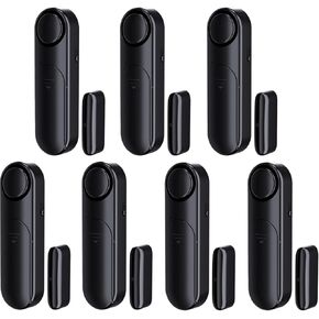 Bundle: 7 Pack Window and Door Alarms When Opened for Kids Safety/Home Security, Wireless Sliding Door Opening Sensor Alarms for Dementia, Black