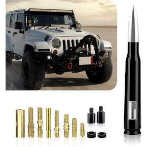 1 PC Car Bullet Antenna, American Flag Printed Alloy Waterproof Stable Signal Receiving Equipment, Personalized Appearance External Antenna, for Ford F150 Wrangler Jeep Chevrolet (Silver)