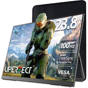 UPERFECT 24" 100HZ Portable Monitor w/ 180°Adjustable Kickstand & VESA, Large Portable Gaming Monitor with HDMI Type C, External Portable Monitor for Laptops, Steamdeck, MacBook, Phones, Mini PC