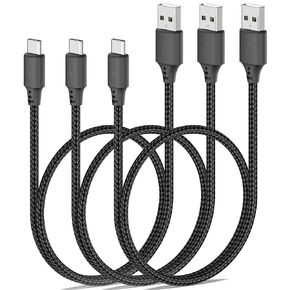 1.5ft USB C Cable 3Pack, USB A to USB C Short Cable 3A Fast Charging Nylon Braided Short USB-C Cable 18 Inches Android Auto Type C Cord for iPhone 16 15 Pro/Max Samsung Galaxy S23 Utltra Google Pixel