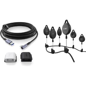 KIWI design VR Cable Management (6 Packs) and 16FT Link Cable Compatible with Quest 3/2/1/Pro, and Pico 4