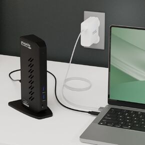 Plugable USB 3.0 and USB-C Dual 4K Display Docking Station with 140W Replacement Charger Bundle