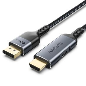 HDMI to DisplayPort Cable, 6.3Ft HDMI Source to DisplayPort Monitor Uni-Directional Compatible with PC Graphics Card Laptop Xbox One/360/NS/PS5/Mac Mini Supporting 4K@60Hz 2K@144Hz 1080P@165Hz