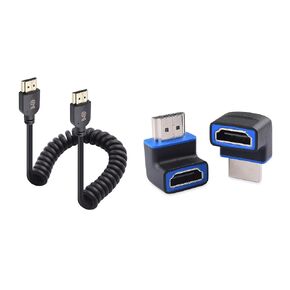 Cable Matters 1-3ft 48Gbps 8K HDMI Coiled Cable with 8K@60Hz, 4K@240Hz, HDR Support & Right Angle Adapters for Gaming, Streaming, High-Resolution Setups
