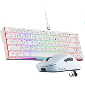 Gaming Keyboard and Mouse Combo, 60% Keyboard Wired RGB Backlit, Wireless Gaming Mouse 6 Programmable Buttons, Ergonomic Computer Mouse, Tri-Mode BT5.1/2.4G/USB-C 250h Battery Life PC Gaming Mice