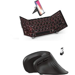 iClever BK05 Bluetooth Keyboard with 3-Color Backlight, Bluetooth 5.1 Multi-Device Foldable Keyboard with Aluminum Alloy Base for iOS Windows Android Tablets, Smartphones, Laptops, PC and More