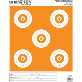 Champion Traps and Targets Shop keeper 5-Bulls Target - Pack of 12 (Large, Orange/White)