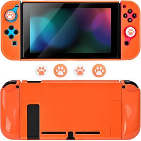 DLseego Grip Case Controller for Switch Console 2017, Crystals Anti-Slip Shock-Absorption Protective Hard PC Case with 4 PCS Comfortable Thumb Grips Caps for Joycon Controllers - Orange