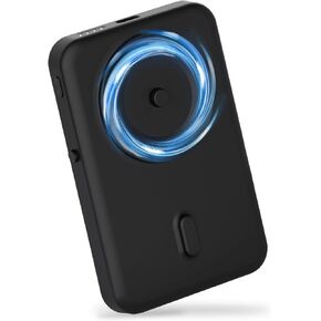 Wireless Portable Charger for Samsung, 5000mAh Ultra Slim Power Bank with Innovative Electric Suction Cup, Compatible with iPhone and Android Cell Phone, Support 22.5W USB-C PD Fast Charging, Black