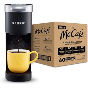 Keurig K-Mini Coffee Maker, Single Serve K-Cup Pod Coffee Brewer, Black with McCafe Classic Collection Variety Pack K-Cup Coffee Pods, 40 Count