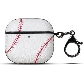 Case Cover for Airpods 4 Skin Accessories Sport Pattern Leather Charging Case 2024 Release, Baseball