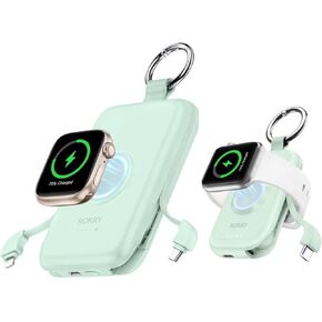 RORRY Portable Charger for Apple Watch, 10000 & 2500mAh Power Bank for iWatch,Green