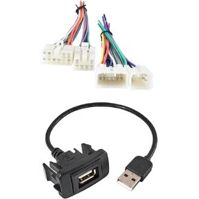 حمراء الذئب استريو تسخير ث/40 × 20 مم من الذكور إلى مقبس منفذ الطاقة USB الإناث لمختار تويوتا 2004-2008 4RUNNER FJ CRUISER