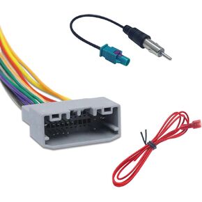 3 PCS Car Car Radio Stereo Wiring Harness, Audio DVD Power Speaker Cable Tail wire harness, Radio Wiring Harness with Antenna Adapter, Compatible with Jeep Compass/Wrangler/Dodge (Multicolored)