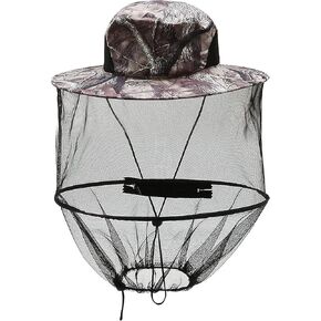 Head Net Hat Safari Hat, Men Women Removable Mesh Sun Hats for Uv Protection Safari Hat with Windproof Drawstring (Red Maple)