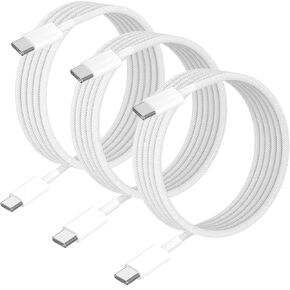 USB C to USB C Cable for iPhone 16, [MFi Certified] 3 Pack 6FT 60W Nylon Braided Long iPhone 16 Fast Charger Cord for iPhone 16/16 Plus/16 Pro/16 Pro Max/15/15 Plus/15 Pro/15 Galaxy Pixel iPad