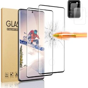 2+2 Pack Galaxy S20 Ultra Screen Protector and Camera Lens Protector, 3D Curved, 9H Hardness Tempered Glass, Touch Sensitive, No Bubble, Scratch Resistant, for Samsung Galaxy S20 Ultra 5G (6.9 Inch)