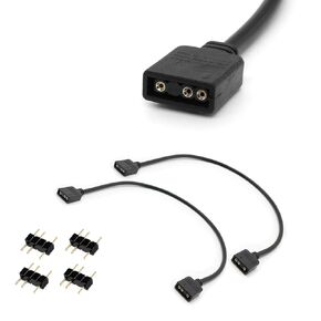كابل تمديد ArgB 2 عبوة ، 5V 3 PIN معالجة أنثى إلى أنثى كابل تمديد RGB لمراوح هيكل الكمبيوتر/أضواء LED ARGB ، 11.8 بوصة (1-1)