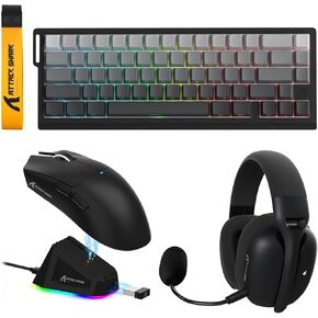 ATTACK SHARK X11 Gaming Mouse and X68 PRO HE Keyboard and L80PRO Headset Combo,Charging Base,PAW3311,Lightweight,Magnetic Switch Rapid Trigger Keyboard,Lightseed Tech,Double Micrphone-Moonlit Night