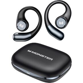Monster Open Ear AC336 سماعات الرأس ، Bluetooth 6.0 سماعات أذن لاسلكية مع صوت استريو ، مكالمة واضحة للاحتيال ، وقت اللعب 21 ساعة ، شحن النوع C ، التحكم في اللمس ، وعلاج أذن أذن مفتوح لـ IPX6.
