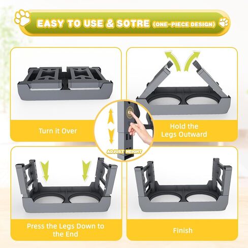 Elevated Dog Bowls 5 Height Adjustable Raised Dog Bowl with 2 Stainless Steel Dog Food Bowls Non-Slip Dog Bowl Stand Adjusts to 3.54", 9", 10", 11", 12.13" for Medium Large Dogs Black in Saudi Arabia