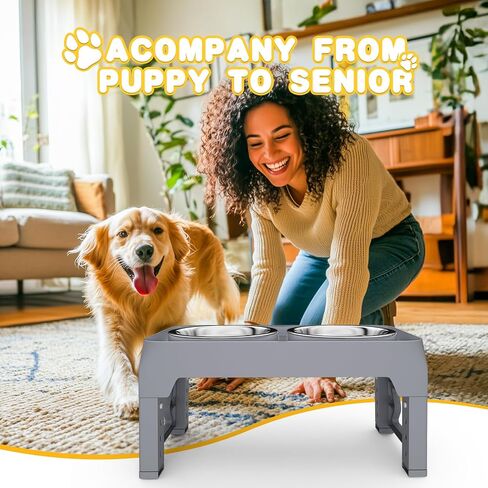 Elevated Dog Bowls 5 Height Adjustable Raised Dog Bowl with 2 Stainless Steel Dog Food Bowls Non-Slip Dog Bowl Stand Adjusts to 3.54", 9", 10", 11", 12.13" for Medium Large Dogs Black in Saudi Arabia