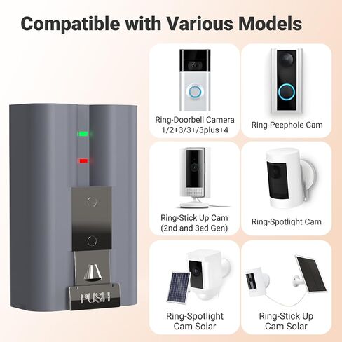2-Pack Replacement Battery for Ring Doorbell - 7200mAh Rechargeable Camera Batteries with Charger Cable for Ring Video Doorbell 2/3/3 Plus/4 in Saudi Arabia