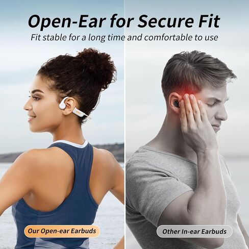 سماعات رأس CXK Bone Conduction Bluetooth 5.3 سماعات أذن مفتوحة مع ميكروفون، صوت عالٍ ممتاز 8 ساعات وقت تشغيل سماعات بلوتوث، سماعة رأس رياضية مقاومة للماء IPX6 للجري وركوب الدراجات والمشي in Kuwait