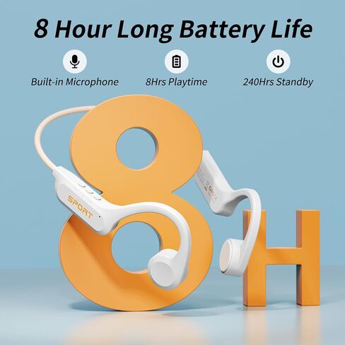 سماعات رأس CXK Bone Conduction Bluetooth 5.3 سماعات أذن مفتوحة مع ميكروفون، صوت عالٍ ممتاز 8 ساعات وقت تشغيل سماعات بلوتوث، سماعة رأس رياضية مقاومة للماء IPX6 للجري وركوب الدراجات والمشي in Kuwait